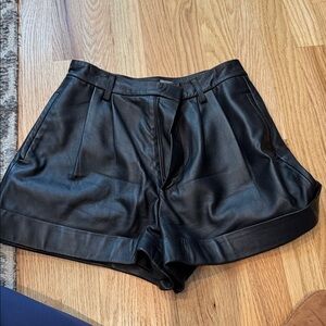 Alice and Olivia Black Leather Shorts